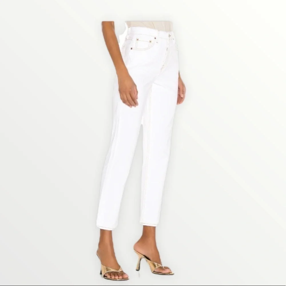 GRLFRND Revolve Helena Super High Rise Straight Leg Jeans Cream White 29